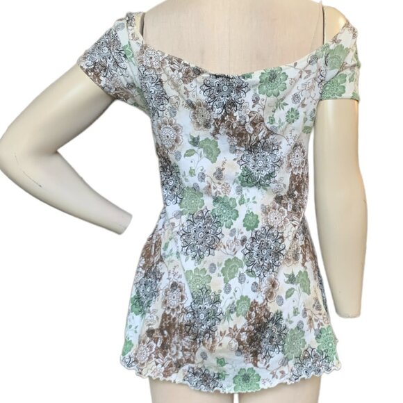 Venezia BOHO Peasant Floral & Lace Short Sleeve Blouse Plus Sz 18/20W #62M - Picture 5 of 7